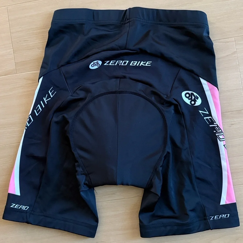 WOMENS BLACK AND PINK CYCLING BIKING ATHLETIC SHORTS SZ MED INDOOR CYCLING CLASS